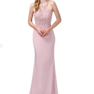 DANCING QUEEN - 2499 APPLIQUED ILLUSION BACK PANELED LONG GOW